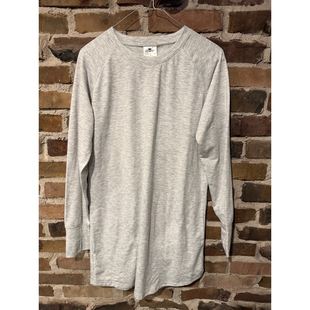 Crane Performance Top Mens L Gray Athleisure Gorpcore Thumbhole Long Sleeve